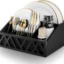 Paper Plate Dispenser, Paper Plate Holder for Kitchen Counter(Black)