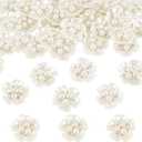 AHANDMAKER 50pcs Rhinestone Pearl Flower Embellishments, Flatback Buttons, Vintage Flower Buttons for DIY Crafts, Scrapbooking, Jewelry Making, Wedding Decor