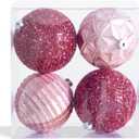Large Pink Christmas Ornaments 5.9 inch Pink Christmas Balls 4 PCS Decorative Hanging Ornaments Large Christmas Tree Balls Ornaments for Home Party Holiday Xmas Gifts