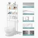 GRUSIGN Over-The-Toilet Storage Shelf, 4-Tier Bathroom Organizer Shelf, Freestanding Space Saver Shelves Over Toilet with Adjustable Shelf for Bathroom, White