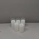 Hinabichan Flickering Flameless Candles with Remote Timer, 5pcs LED Battery Operated Candles with Embedded String Lights White, D3 H6