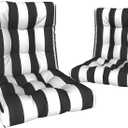 Outdoor Chair Cushions, Tufted Back Patio Furniture Cushions Set of 2, Water Repellent Wicker Chair Cushion for Home Garden, 42x21x4 Inch, Cabana Black