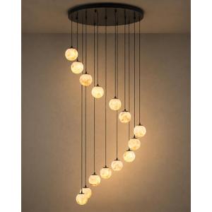 Black Alabaster High Ceiling Chandelier - 14-Light Natural Luxury Warm Glow
Modern Spanish Stone Pendant with Included G9 Bulbs 3 Color Settings for Dining Living Room Foyer Entryway Staircase