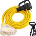 6.6 FT Flat RV Generator Adapter Cord Compatible with NEMA TT-30P to 3X 5-20R/5-15R, 30A to 110V 15/20 A Household Outlet Adapter, 10 Gauge Flat RV Generator Extension Cord, ETL Listed (Yellow)