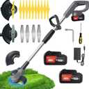 Cordless Weed Wacker Electric Grass Trimmer with 21v 4.0Ah Battery Powered,3-in-1 Brush Cutter Weed Cutter Lawn Trimmer,Lawn,Garden,Yard Care (Gray)