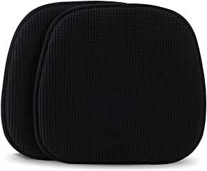 TANYOO Set of 2 Chair Cushion Memory Foam Pads Non Slip Honeycomb Pattern Square 15" x 16" Seat Cover Ultimate Comfort and Softness Cushions(2Pack,Black)