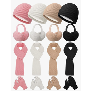 Shihanee 16 Pcs 4 Sets Winter Hat Scarf Gloves Earmuffs Set for Women Gifts Winter for Family Friends Charity