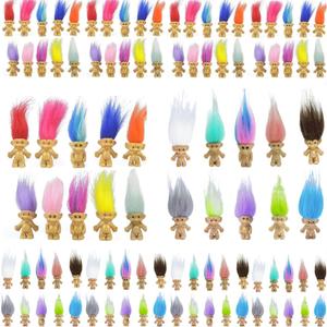 100PCS Mini Troll Dolls, PVC Vintage Troll Doll Mini Action Figures 1.2" Cake Toppers Chromatic Adorable Cute Little Guys Collection, School Project, Arts Crafts, Party Favors