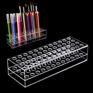 Acrylic Pen Display Holder - 48-Slots 12mm Stand for Art Paint Brush, Makeup Brush - Clear Pencil Display Rack for Desk