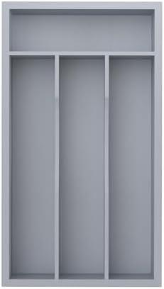 BEKVEM Silverware Organizer, Bamboo Kitchen Drawer Organizer, Utensil Holder, Cutlery Tray & Spoon Flatware Storage with Grooved Drawer Dividers (Grey, 6.7''W x 12''D)