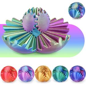 Gear Ball 3D Printed Cube Fidget Toy,Gear Sphere Fidget Toys,Sensory Toys for Stress and Anxiety Relief, Desk Toy Fidget Spinners,Stocking Stuffers for Adults & Kids Gift (Blue Green Purple, 3.1 Inch)
