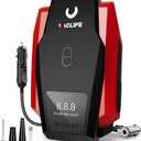 VacLife Tire Inflator Portable Air Compressor - Air Pump for Car Tires, 12V DC 100PSI Tire Pump for Bikes with LED Light, Digital Pressure Gauge, Car Accessories, Red VL701