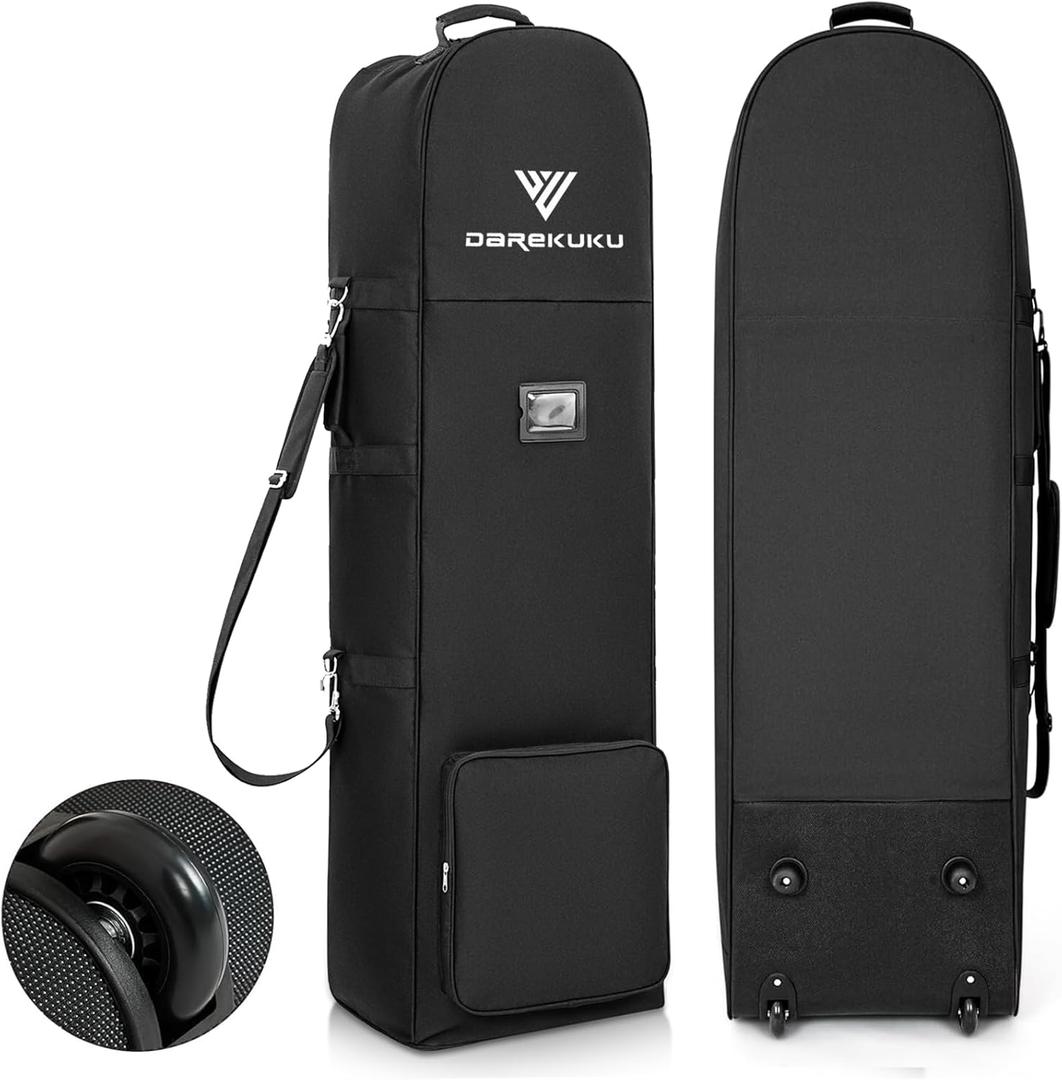 Golf Travel Bags for Airlines with Adjustable Support Rod and Detachable Shoulder Straps, Soft Foldable Golf Club Travel Covers, 900D Heavy Duty Oxford - Universal Size (Black)