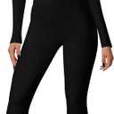 Women's Sexy Long Sleeve Bodycon Jumpsuit Tight Wide Leg Full Length Romper (Black)