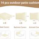 14 Pcs Outdoor Cushion Slipcovers, Patio Furniture Cushion Cover Raplacement, Water-Resistant Patio Furniture Cushion Covers with Zipper (Beige, 23.6Lx23.6Wx4.33H)