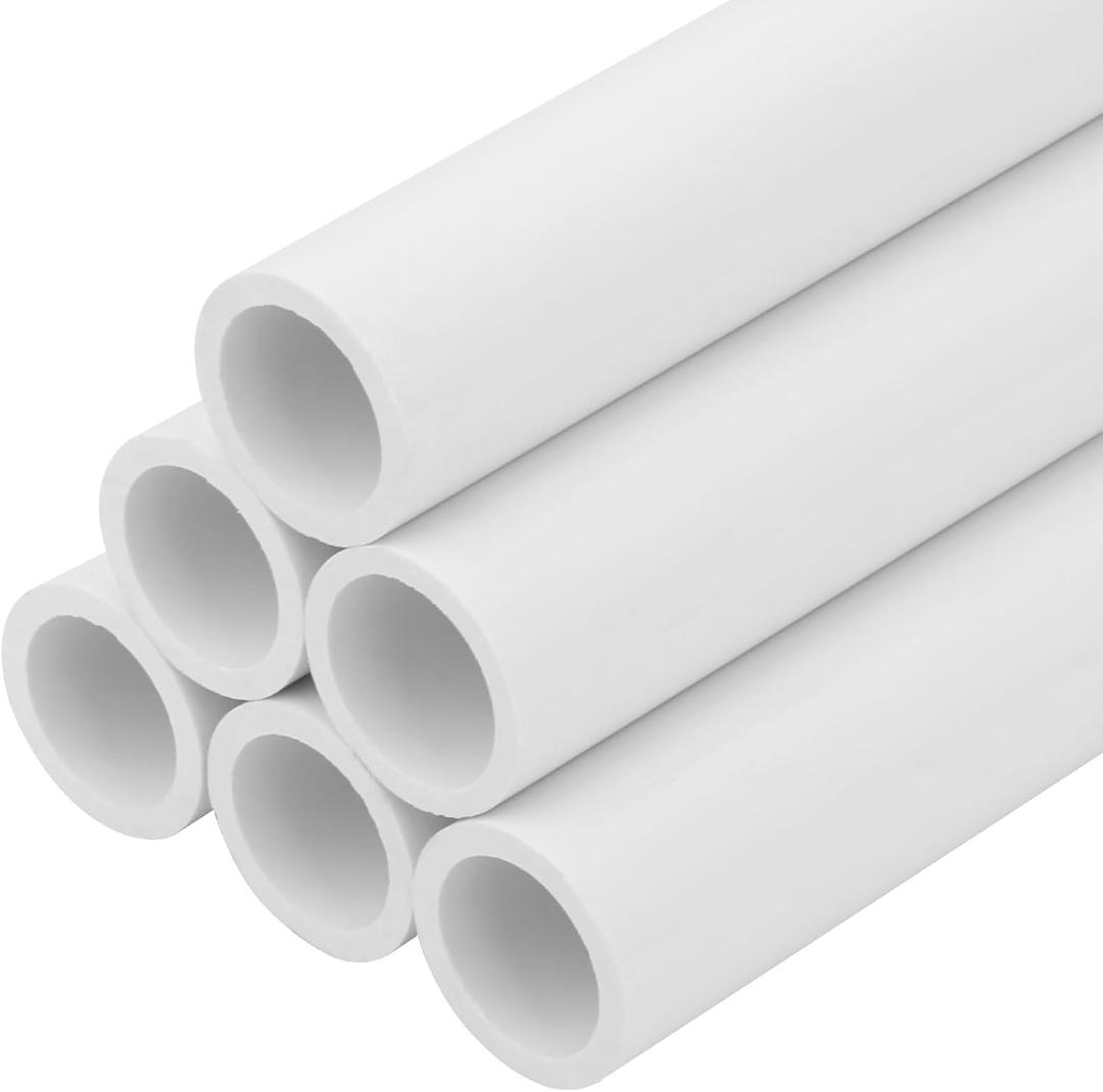 6Pcs 3/4 Inch PVC Pipe 17" Long Sch40 Industrial Pipes for Home DIY, Greenhouse, Garden, Farm, Workshop, Furniture Grade, White (0.75" x 17"L)