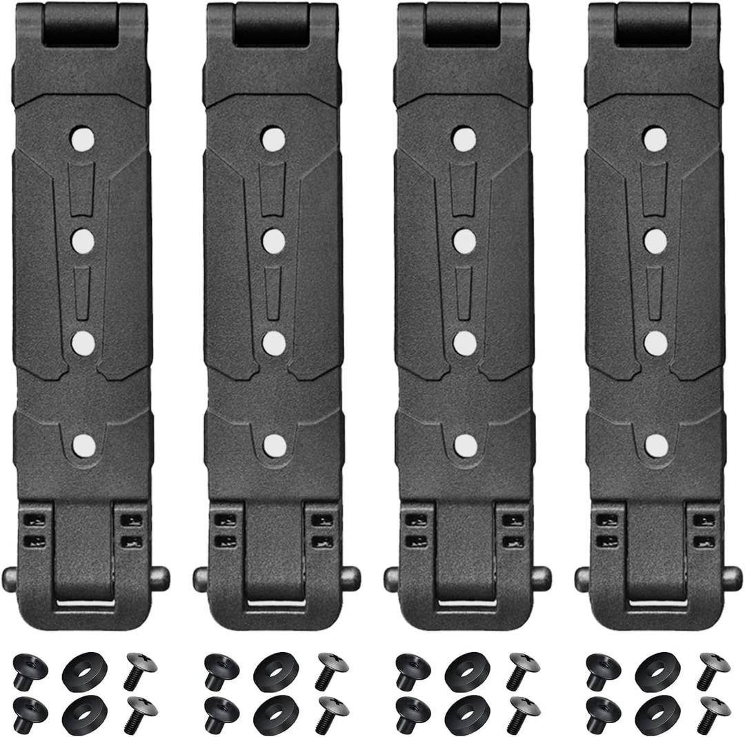 JR 3" Molle Clips 4-Pack, Molle Attachment Clips with Mounting Hardware for Vests, Backpacks, Pouches, Holsters, Locking Belt Clips Black, 3'' Clip Adapter (Pair with Mounting Hardware)