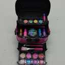 Hollyhi 58 Pcs Kids Makeup Kit for Girl, Princess Toys Real Washable Cosmetic Set with Mirror, Kids Makeup Sets for Girls, Play Make Up Birthday Gifts for 3 4 5 6 7 8 9 10 11 12 Years Old Kid (Rose) (Rose and Black)