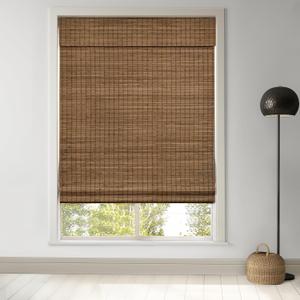 LazBlinds Cordless Bamboo Roman Shades, 25.5x64, Highfield Teak | Privacy Blinds for Interior Windows, Room Darkening Roll Up Bamboo Blinds for Home & Patio