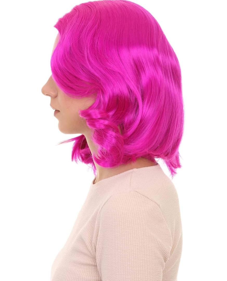Halloween Party Online 50's Housewife Shorty Curly Side Part Costume Wig, Multiple Color Options