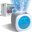 Discovery Kids Sound Machine Alarm Clock with Stars Projection, 6 Nature Sound Soother Therapy Tracks, Temperature and Date Display, Battery-Powered, Alarm and Timer Functions