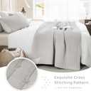Sanracie Stonewashed Cotton Oversized King Bedspread(128"x120"), Soft Light Wheat Color Extra Large Wide Oversized Quilt Sets Cross Stitch Lightweight Crinkle Coverlet Set 3Pcs for All Season