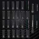 DURATECH 24-Piece Impact Socket Set, 1/2" Drive Deep Impact Socket Set with 2pcs 1/2-Inch Hexagon Extension Bars, Metric SAE, Hard Case Included