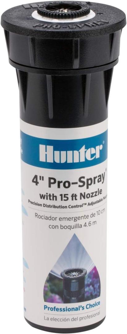 Hunter Pro 4" Pop Up Sprinkler Head, Adjustable 0360 Spray Pattern, 8'15' Coverage, In-Ground Lawn Irrigation System, Sprinkler Head for Yard and Garden
