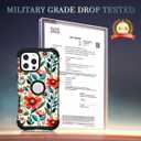 TEECOVER for iPhone 16 Pro Case, Heavy-Duty Shockproof Full Protection Hard Plastic Bumper + Soft Silicone Rubber Protective Case for iPhone 16 Pro - 6.3-Inch, Red Flowers