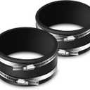 Therwen 2 Pcs 6 Inch Dust Control Flex Cuff with Adjustable Hose Clamps, Flexible PVC Coupling with Stainless Steel Clamps, Black Hose Connector Ports