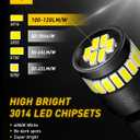 AUXITO 194 LED Bulbs for License Plate Light 168 175 2825 W5W T10 24-SMD 3014 Chipsets 6000K White for Car Dome Door Map Dash Courtesy Cargo License Plate Lights, Pack of 2