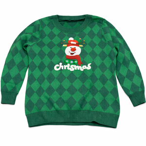 Green Christmas Snowman Sweater – Festive Holiday Pullover Large