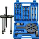 21 in1 Bearing Puller Bearing Puller Set Inner Hole Three-Jaw Puller with Curved Hook and Rod Steel Collet Multifunctional Bearing Removal Tool with Storage Case Blue