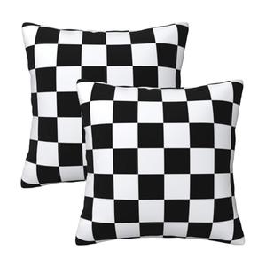 Tebjh Checkered Pillow Covers 18x18 in Couch Black and White Plaid Pillow Case Sets of 2 Modern Decorative Square Throw Pillows for Home Living Room Bedroom Bed Cushion Outdoor
