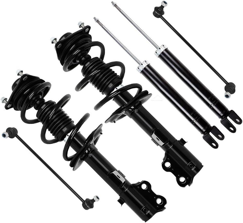 SCITOO 6pc Complete Strut Suspension kit 2011 2012 For Kia Optima 2.0L 2.4L | Front Complete Strut Assembly Rear shock absorber Tie Rod End replace 11771 11772 5646 K750610 K750611 struts