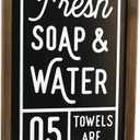 Lavender Inspired Fresh Soap and Water Sign-Farmhouse Bathroom Wall Decor-Rustic Bathroom Signs-Farmhouse Home Decor-Bath Sign-Guests Room Decor-Powder Room Sign-Housewarming Gifts (Black)