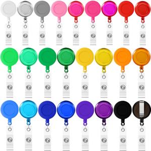 Harloon 150 Pcs Retractable Badge Reels Holder Reels with Clips 27.6 Inches Mixed Colors Hanging Retractable ID Badge Clip for Name Card Tag Key Keychain Belt Students, 25 Colors