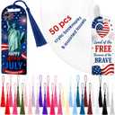 Fumete 50 Pcs Sublimation Blank Bookmark Heat Transfer Acrylic DIY Bookmark with Hole and Colorful Tassels for Graduation Crafts Birthday Sublimation Blank Keychains, Single Sided Printing