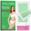 40pcs wax strips - Body Waxing Strips, Wax Kit for Women & Men - Brazilian Wax Kit, Back Waxing Kit, All Skin Types, Arms, Legs, Armpits, Bikini, 98% Natural, Hypoallergenic Odourless, Green