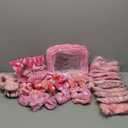Kajaia 48 Pcs Sleepover Party Supplies for Women Slumber Party Supplies for Girls Spa Favor Headband Eye Mask Hair Scrunchies Toiletry Bag(Pink,Lovely)