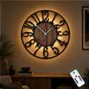24" Silent Wall Clock – Adjustable Night Light, Battery Operated
