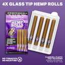 Hemper Pre-Rolled Mini Size Hemp Rolls with Reusable Glass Tips - 4PK | 12ct Display | Hand-Rolled, Natural Hemp Paper Rolls in Protective Case for Smooth, Clean Burn and Freshness - (Grape)