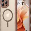2 x for iPhone 15 Pro Case with MagSafe, Upgraded [Full Camera Protection] [Fit for MagSafe] [Mil-Grade Drop] Cute Wave Translucent Non-Slip Phone Case for iPhone 15 Pro 6.1",Desert Brown