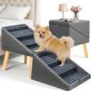 22.8" H Dog Stairs for High Bed, 6-Step Non-Slip Dog Ramp for Bed, Grey, 22.8" H