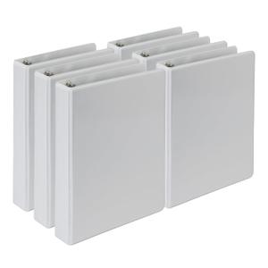 Samsill Economy 1 Inch Mini 3 Ring Binder, Round Ring Binder, Holds 5.5 x 8.5 Inch Documents, Non-Stick Customizable Cover, White, 6 Pack