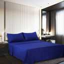4 Piece Bed Sheet Set (Queen,Royal Blue) 1 Flat Sheet,1 Fitted Sheet and 2 Pillow Cases,Brushed Microfiber Luxury Bedding with Deep Pockets