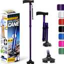 Walking Cane for Women & Men - Self Standing Adjustable Folding Cane with T Handle and 360 Pivot Base - Lightweight Foldable Walking Stick for Seniors - Collapsible Cane for Walking