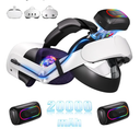 Saqico 20000mAh Dual Magnetic Battery Head Strap Compatible with Meta Oculus Quest 2/3/3S, Cool RGB Battery Pack & Easy to Replace Extend VR Playtime-Premium Comfort & Adjustable, Reduce Facial Stress