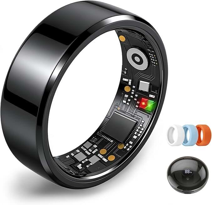 Smart Ring for Women Men,Fitness Tracker Ring,Heart Rate,Blood Oxygen,Meditation AssistanceStep Tracker,(Black, 11)