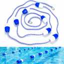 Pool Safety Rope with Floats, 16-22 ft Adjustable Floating Pool Divider Rope with Stainless Steel Hooks, High Visibility Swimming Pool Rope for Indoor & Outdoor Pools, Marking Deep & Shallow Areas